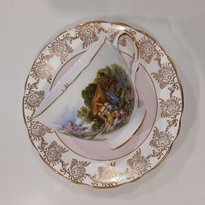 Vintage 1950s Royal Vale Cottage In The Forrest Teacup With A Pretty Saucer